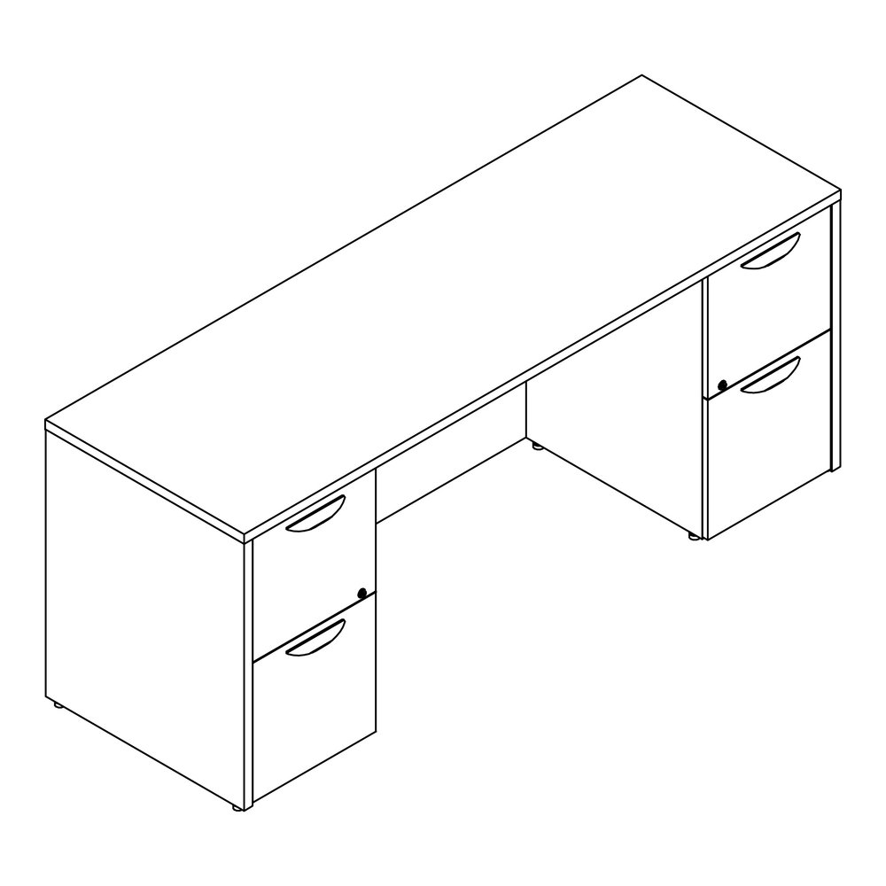 Lorell Prominence 2.0 Double-Pedestal Credenza - Rectangle - 29" Height x 72" Width x 24" Depth, 1" Thickness Top - Total Drawer(s): 2 - Double Pedestal on Left/Right Side - Band Edge - Material: Part. Picture 6