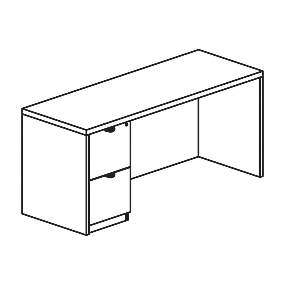 Lorell Prominence 2.0 Left-Pedestal Credenza - Rectangle - 29" Height x 72" Width x 24" Depth, 1" Thickness Top - Total Drawer(s): 2 - Single Pedestal on Left Side - Band Edge - Material: Particleboar. Picture 6