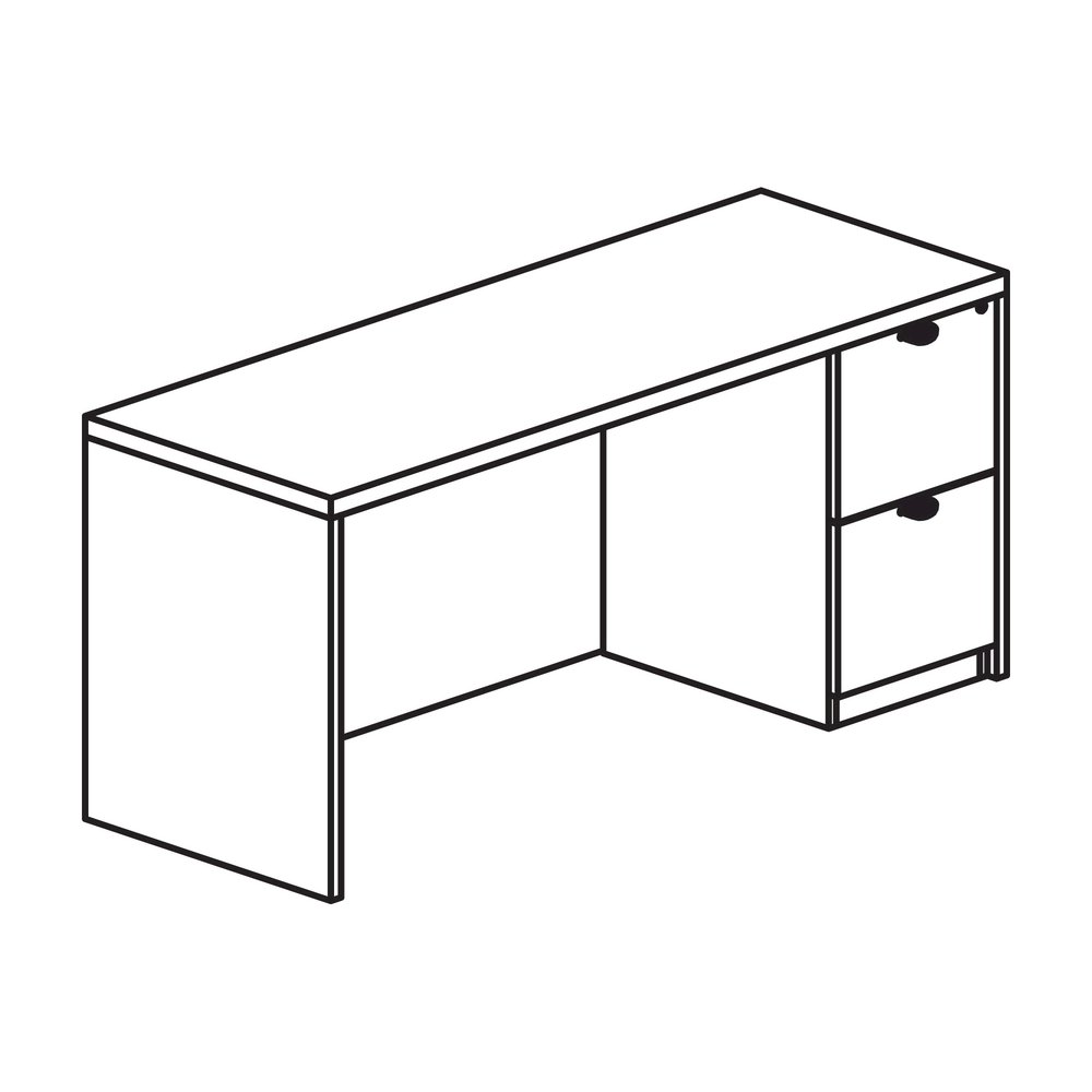 Lorell Prominence 2.0 Right-Pedestal Credenza - Rectangle - 29" Height x 72" Width x 24" Depth, 1" Thickness Top - Total Drawer(s): 2 - Single Pedestal on Right Side - Band Edge - Material: Particlebo. Picture 6