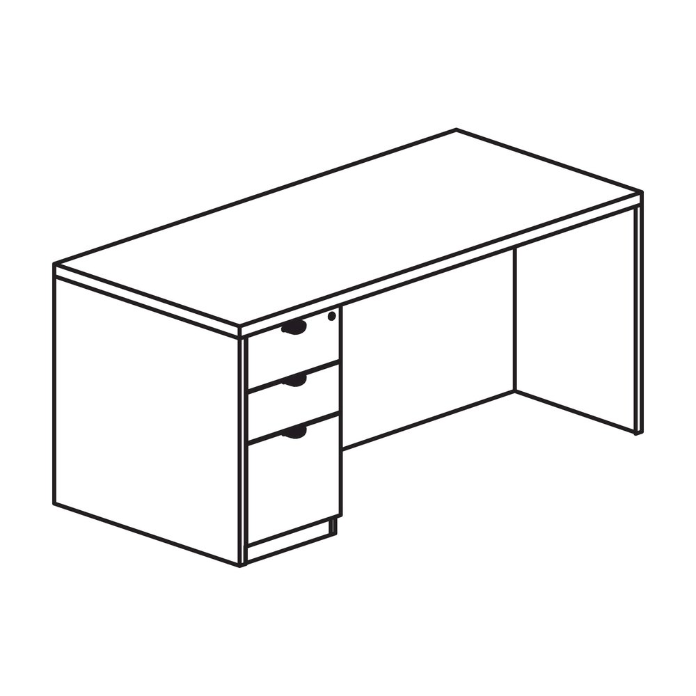Lorell Prominence 2.0 Left-Pedestal Desk - Rectangle - 29" Height x 60" Width x 30" Depth, 1" Thickness Top - Total Drawer(s): 3 - Single Pedestal on Left Side - Band Edge - Material: Particleboard - . Picture 6