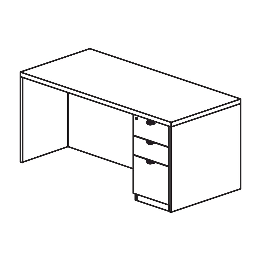 Lorell Prominence 2.0 Right-Pedestal Desk - Rectangle - 29" Height x 60" Width x 30" Depth, 1" Thickness Top - Total Drawer(s): 3 - Single Pedestal on Right Side - Band Edge - Material: Particleboard . Picture 6
