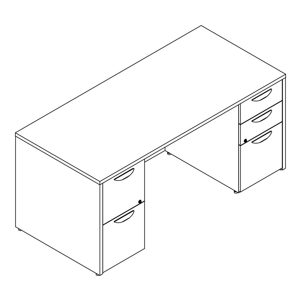 Lorell Prominence 2.0 Double-Pedestal Desk - Rectangle - 29" Height x 66" Width x 30" Depth, 1" Thickness Top - Total Drawer(s): 5 - Double Pedestal on Left/Right Side - Band Edge - Material: Particle. Picture 6