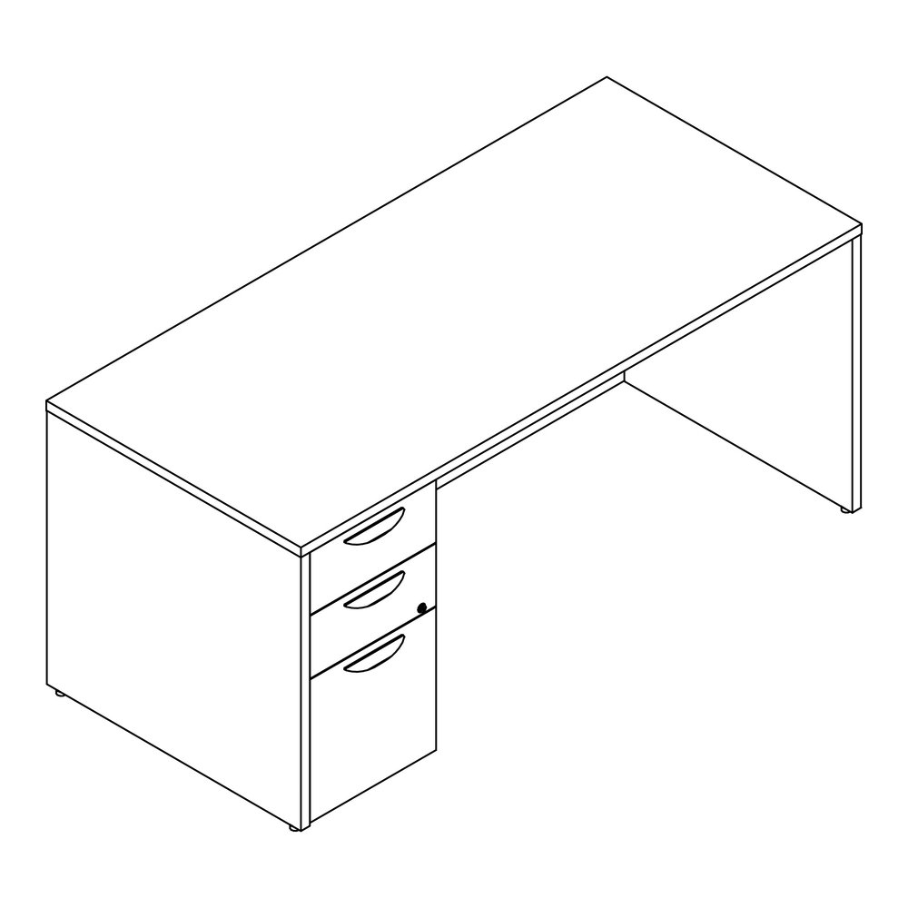 Lorell Prominence 2.0 Left-Pedestal Desk - Rectangle - 29" Height x 66" Width x 30" Depth, 1" Thickness Top - Total Drawer(s): 3 - Single Pedestal on Left Side - Band Edge - Material: Particleboard - . Picture 7