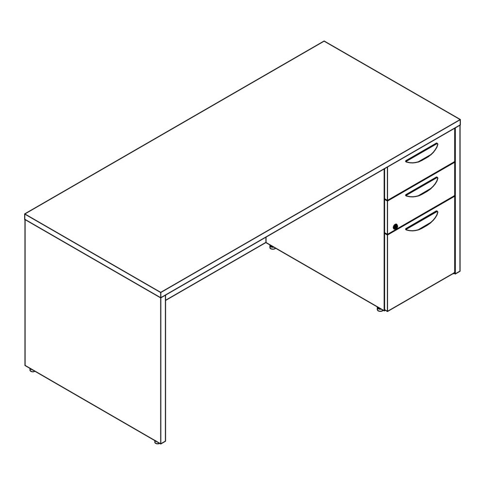 Lorell Prominence 2.0 Right-Pedestal Desk - Rectangle - 29" Height x 66" Width x 30" Depth, 1" Thickness Top - Total Drawer(s): 3 - Single Pedestal on Right Side - Band Edge - Material: Particleboard . Picture 6