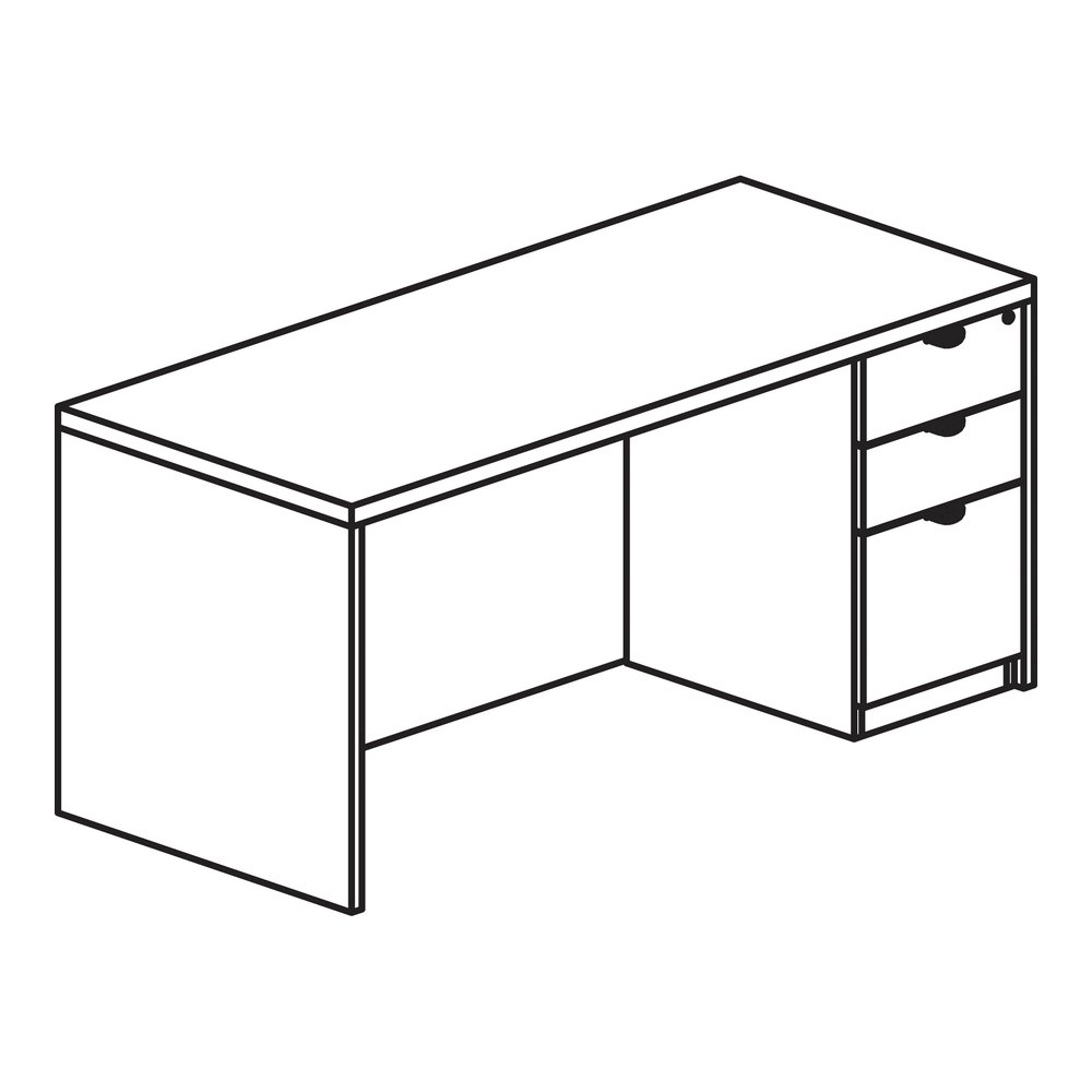 Lorell Prominence 2.0 Right-Pedestal Desk - Rectangle - 29" Height x 72" Width x 36" Depth, 1" Thickness Top - Total Drawer(s): 3 - Single Pedestal on Right Side - Band Edge - Material: Particleboard . Picture 9