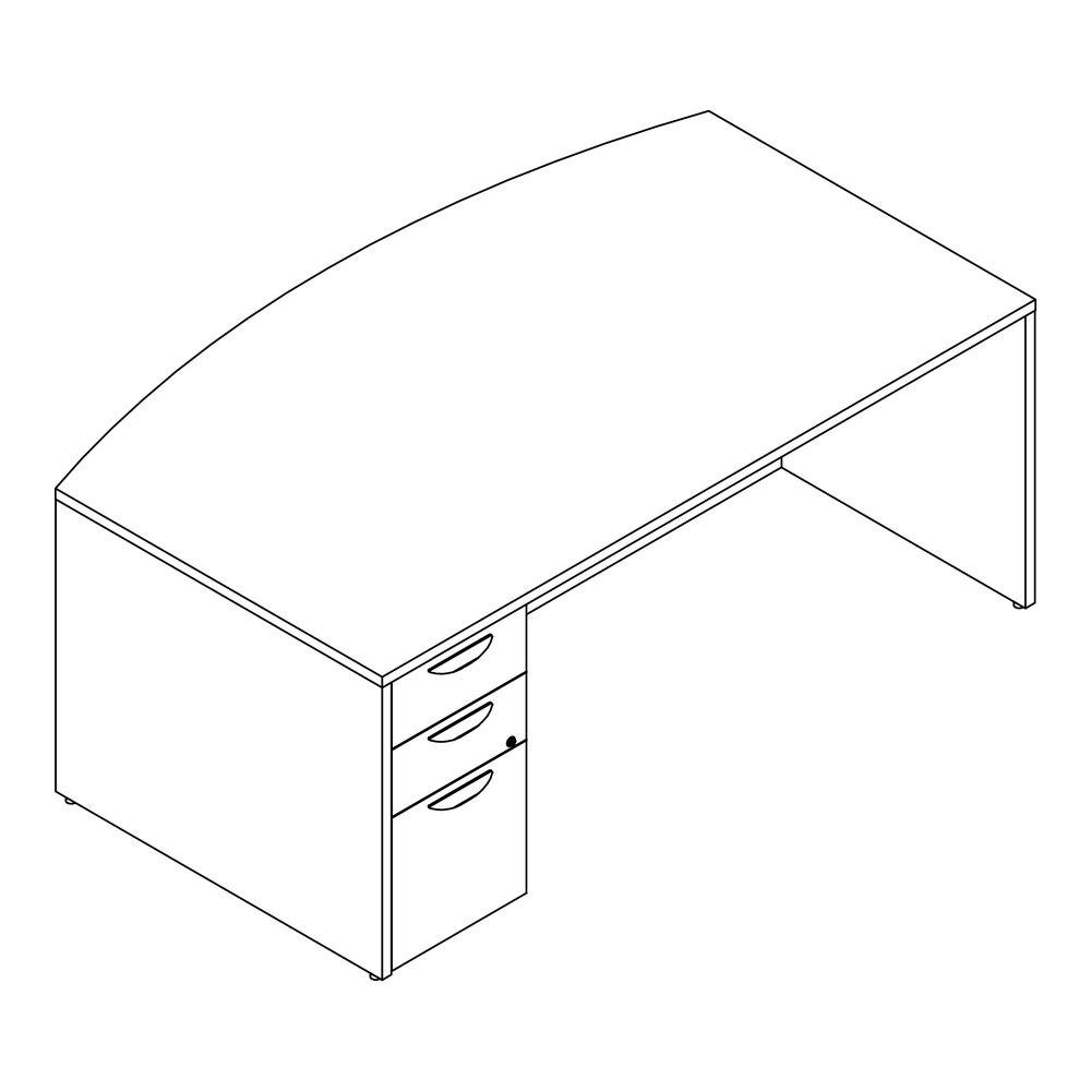 Lorell Prominence 2.0 Bowfront Left-Pedestal Desk - Rectangle - 29" Height x 72" Width x 42" Depth, 1" Thickness Top - Total Drawer(s): 3 - Double Pedestal on Left Side - Band Edge - Material: Particl. Picture 6