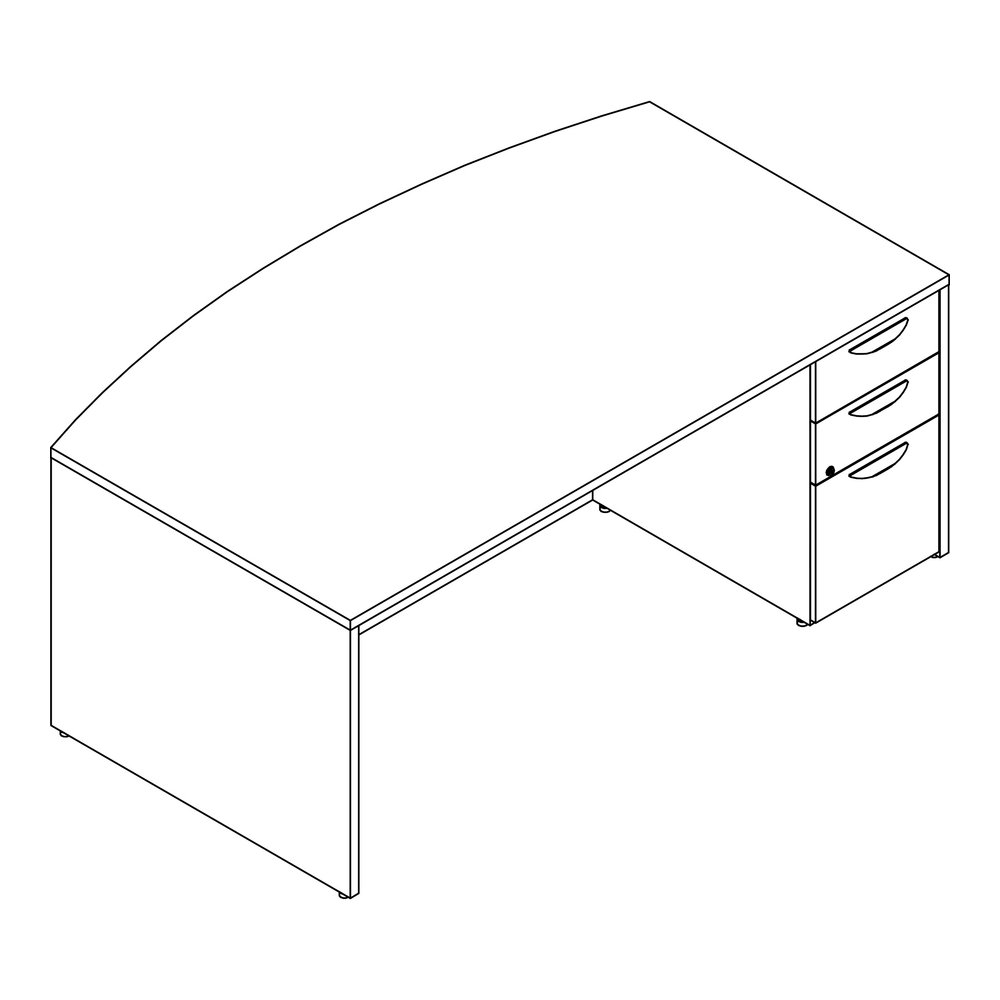 Lorell Prominence 2.0 Bowfront Right-Pedestal Desk - Rectangle - 29" Height x 72" Width x 42" Depth, 1" Thickness Top - Total Drawer(s): 3 - Double Pedestal on Right Side - Band Edge - Material: Parti. Picture 8