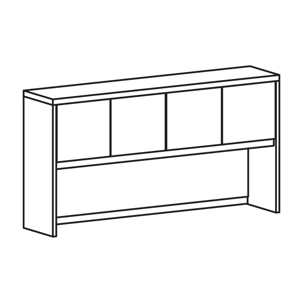 Lorell Prominence 2.0 Hutch - 72" x 16"39" - 4 Door(s) - Material: Particleboard - Finish: Gray Elm, Thermofused Melamine (TFM), Laminate. Picture 4
