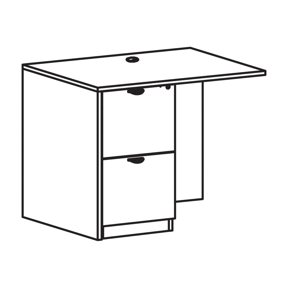 Lorell Prominence 2.0 Left Return - Rectangle - 29" Height x 42" Width x 24" Depth, 1" Thickness Top - Total Drawer(s): 2 - Band Edge - Material: Particleboard - Finish: Gray Elm, Thermofused Melamine. Picture 8