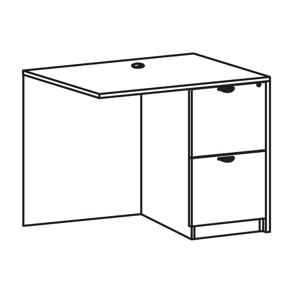 Lorell Prominence 2.0 Right Return - Rectangle - 29" Height x 42" Width x 24" Depth, 1" Thickness Top - Total Drawer(s): 2 - Band Edge - Material: Particleboard - Finish: Gray Elm, Thermofused Melamin. Picture 8