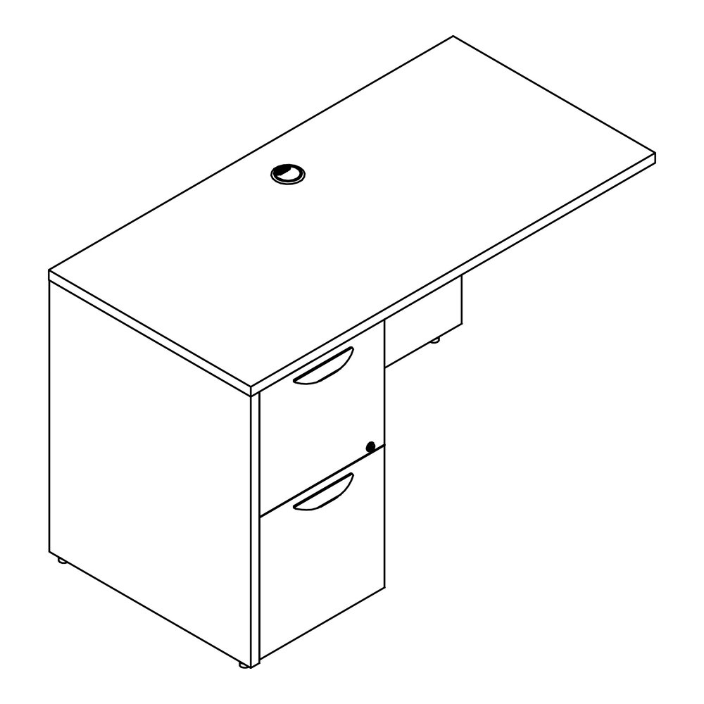Lorell Prominence 2.0 Left Return - Rectangle - 29" Height x 48" Width x 24" Depth, 1" Thickness Top - Total Drawer(s): 2 - Band Edge - Material: Particleboard - Finish: Gray Elm, Thermofused Melamine. Picture 9