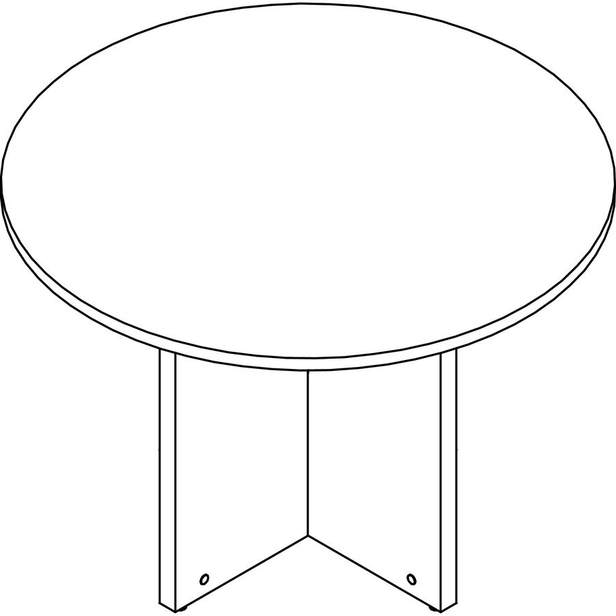 Lorell Prominence 2.0 Round Laminate Conference Table - 29" x 42" , 1" Top, 0.1" Edge - Material: Particleboard - Finish: Gray. Picture 2