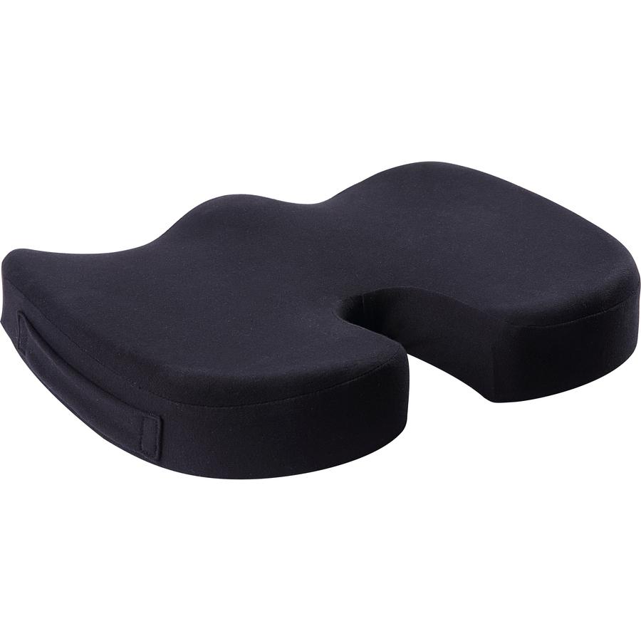 Lorell Butterfly-Shaped Seat Cushion - 17.50" x 15.50" - Fabric, Memory Foam, Silicone - Butterfly - Comfortable, Ergonomic Design, Durable, Machine Washable, Zippered, Anti-slip - Black - 1 Each. Picture 4