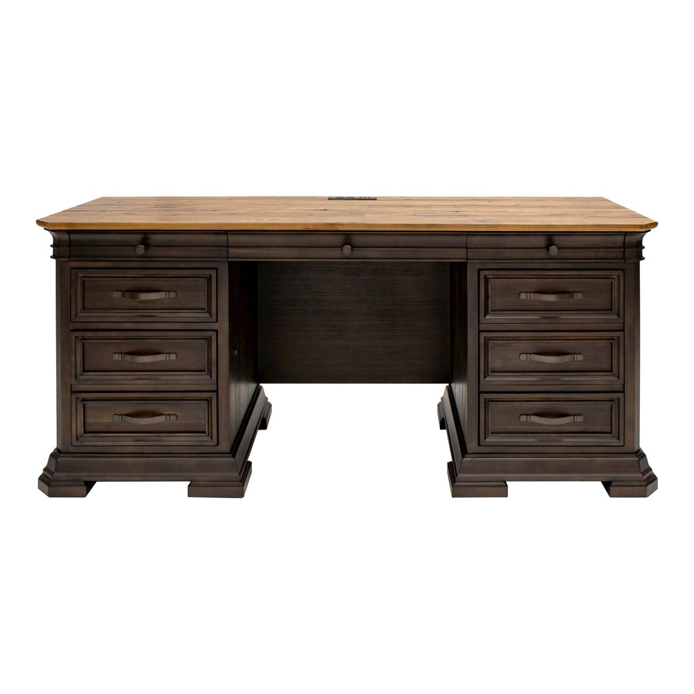 Martin Sonoma Credenza - Rectangle - 30" Height x 68" Width x 24" Depth - Finish: Dark Roast - Keyboard Drawer, AC Power Outlet, USB Outlet, Pull-out Printer Drawer, File Drawer - For Office - 1 Each. Picture 3