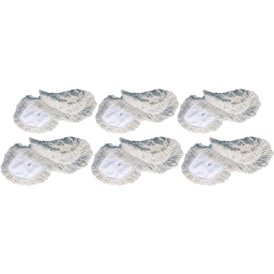 Genuine Joe Dust Mop Head Refill - 60" Width x 5" Depth - Yarn, Cotton, Synthetic - White - 6 / Carton. Picture 3
