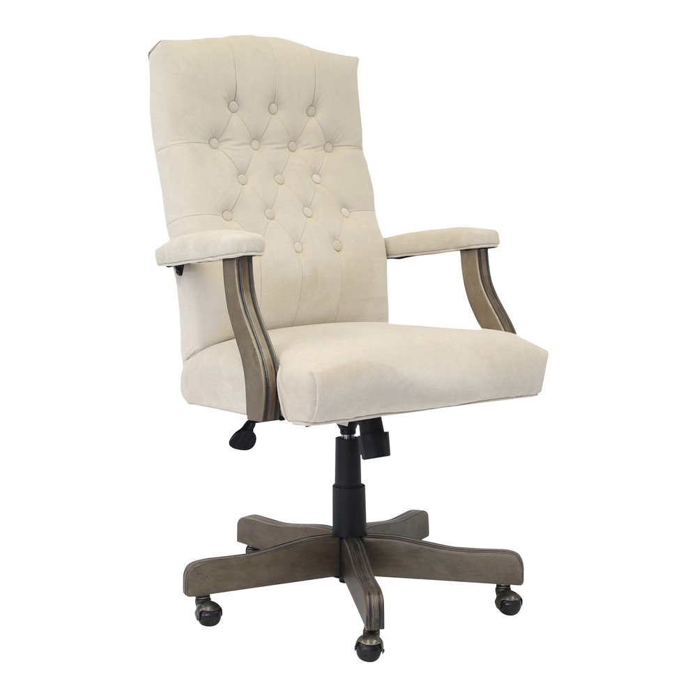 Boss Executive Commercial Linen Chair - Champagne Seat Color - Velvet, Linen Seat Material - Champagne Back Color - Velvet, Linen Back Material - Driftwood Frame Color - Mid Back - 5-star Base - Armre. Picture 5