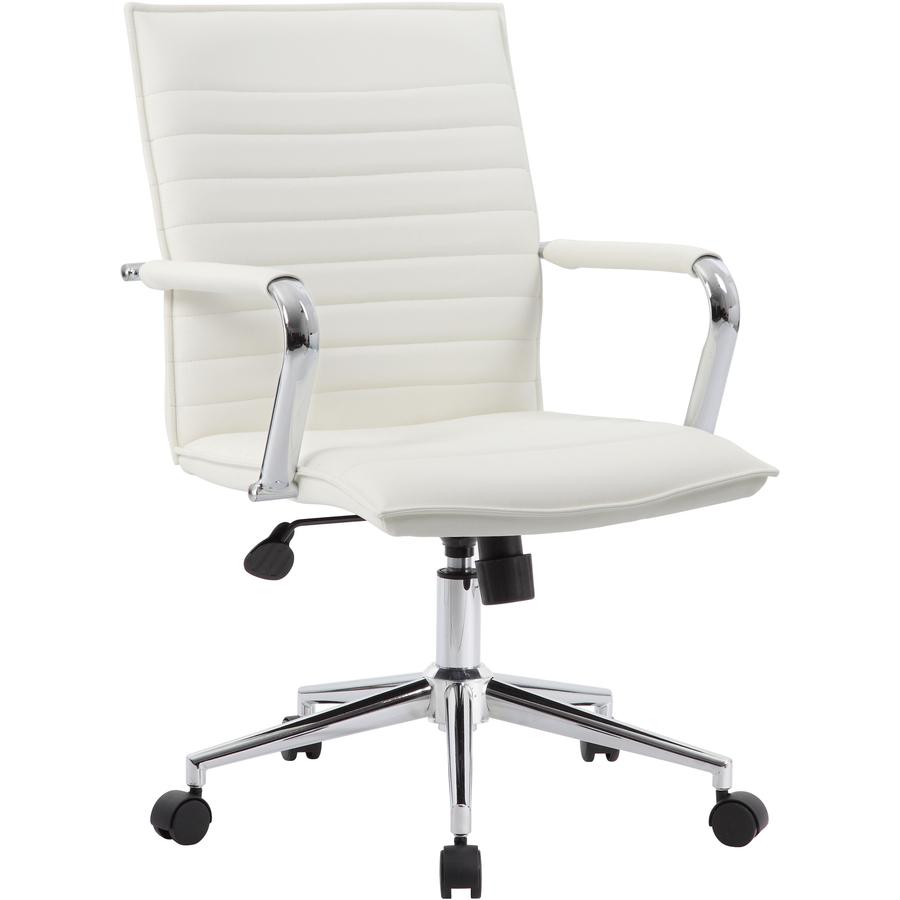 Boss Hospitality Task Chair w/ Arms - White Vinyl Seat - White Vinyl Back - 5-star Base - Armrest - 1 / Carton. Picture 3