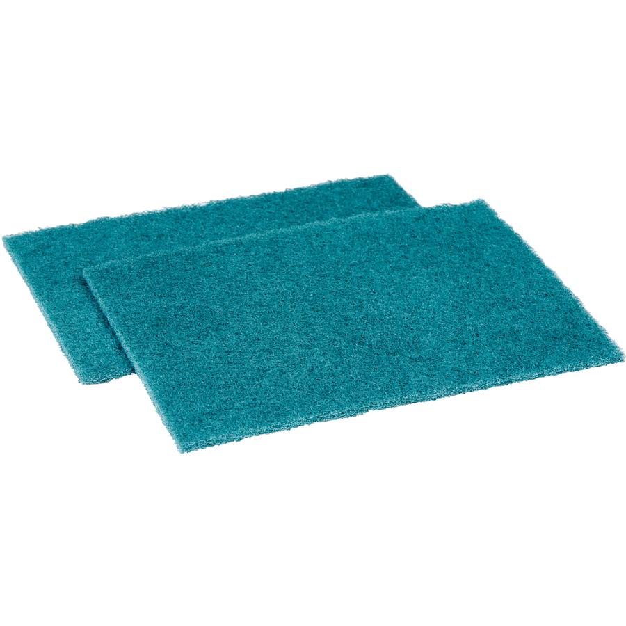 Genuine Joe Medium-duty Scouring Pad - 6" Width x 3.5" Depth x 9" Length - 20 / Carton - Polyester Blend - Green. Picture 2