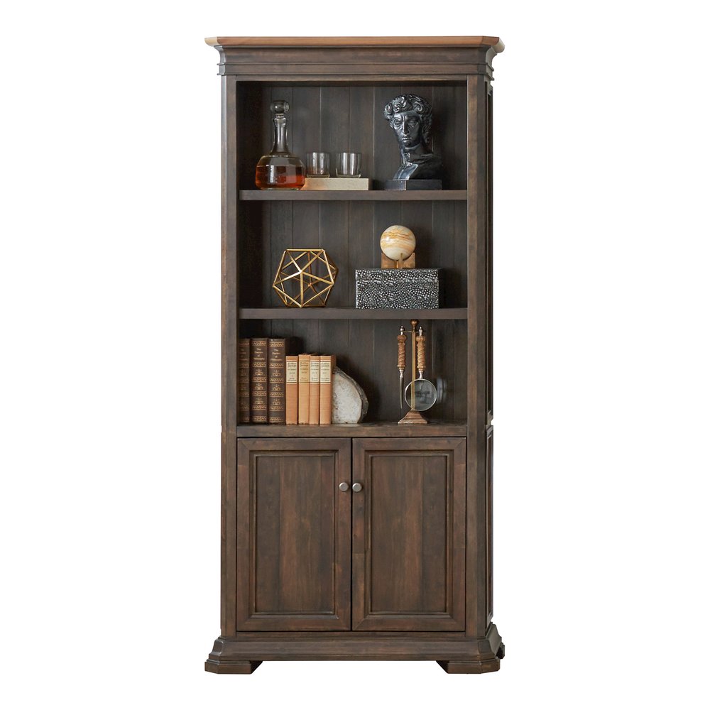 Martin Sonoma Veneer Bookcase - 14" Height x 36" Width x 78" Depth - 2 Door(s) - 3 Adjustable Shelf(ves) - Material: Wood Veneer - Finish: Dark Roast - 1 Each. Picture 2