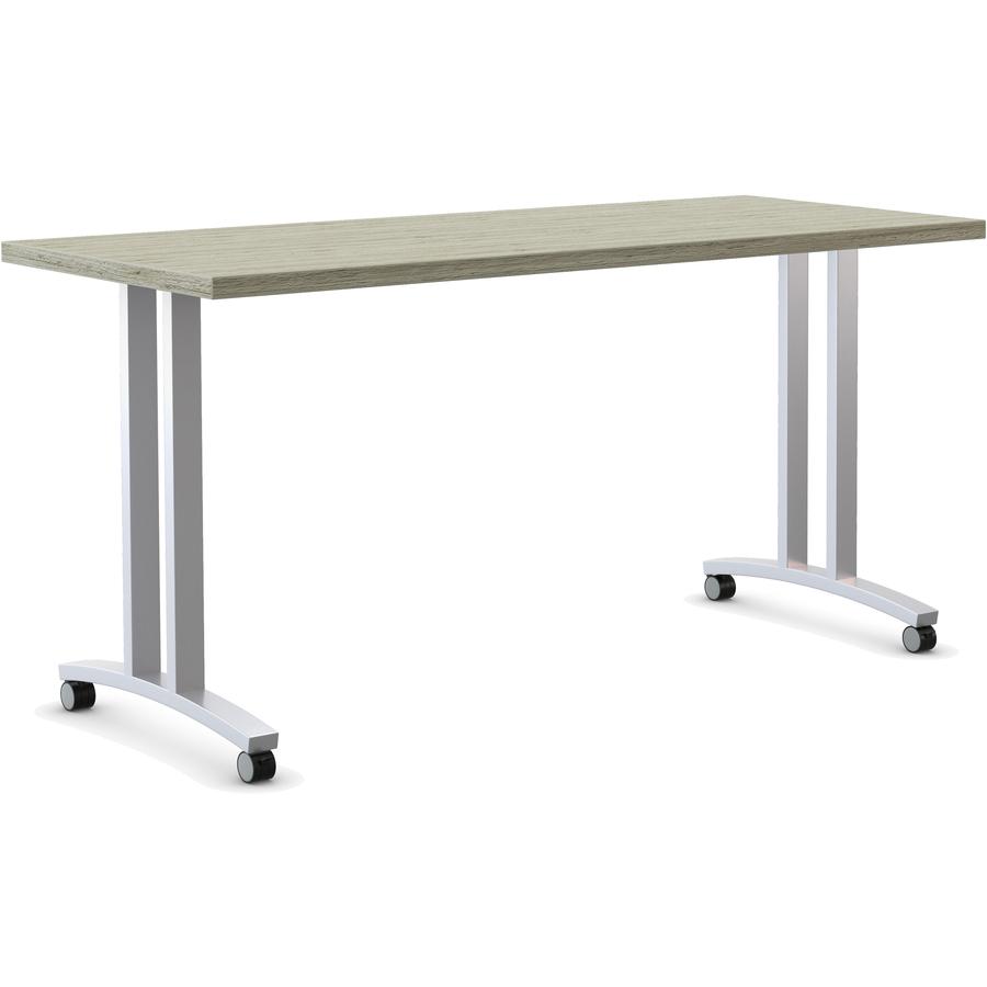 Special-T Structure Series T-Leg Table Base - Powder Coated T-shaped, Metallic Silver Base - 2 Legs - 112 lb Capacity - Assembly Required - 2 / Set. Picture 3