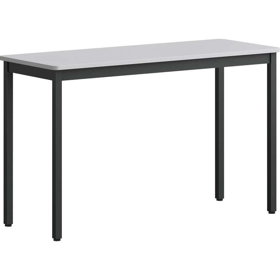Lorell Utility Table - Gray Rectangle, Laminated Top - Powder Coated Black Base - 500 lb Capacity - 47.25" Table Top Width x 18.13" Table Top Depth - 30" Height - Assembly Required - Melamine Top Mate. Picture 7