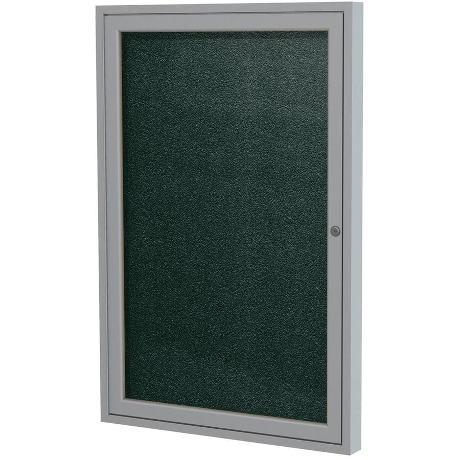 1 Door Enclosed Vinyl Bulletin Board with Satin Frame, 36"H x 30"W, Ebony. Picture 2