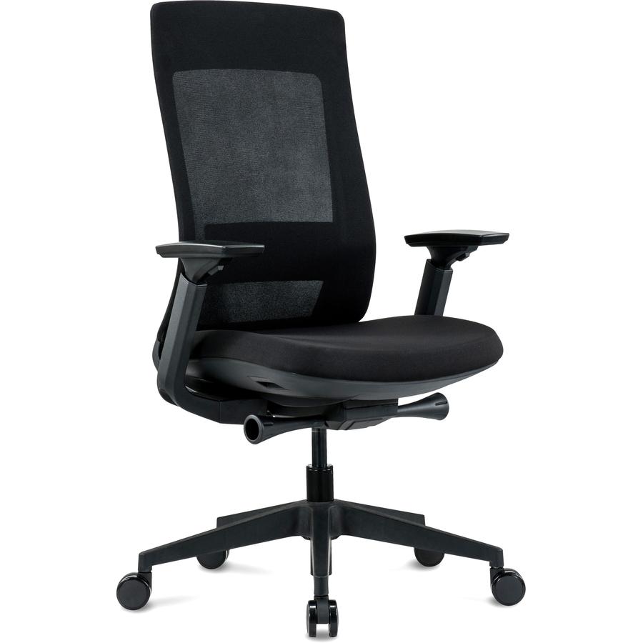 Eurotech Elevate Chair - Black Fabric Seat - Black Mesh Back - Black Frame - 5-star Base - Armrest - 1 Each. Picture 5