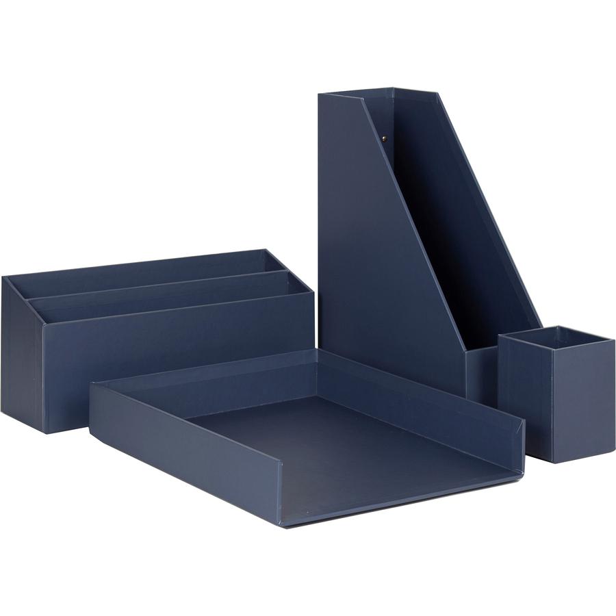 U Brands 4-Piece Desk Organization Set - Desktop - Paper Wrapped - Navy - Chipboard, Paper - 1 Each. Picture 6