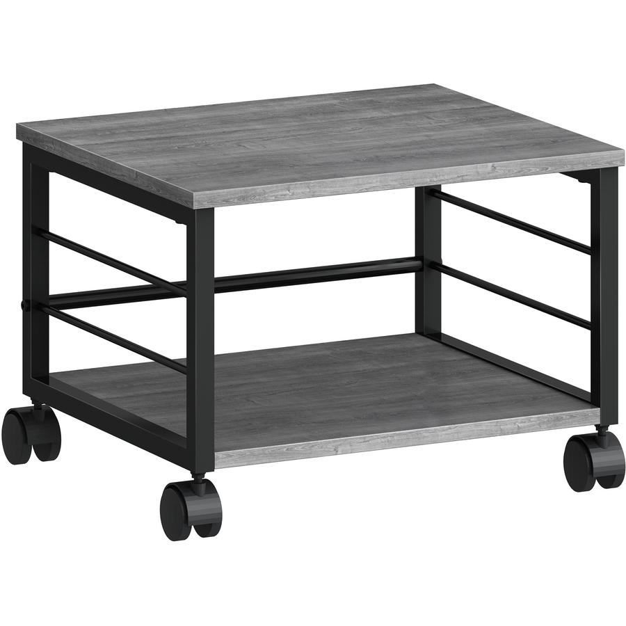 Lorell Underdesk Mobile Machine Stand - 150 lb Load Capacity - 13.20" Height x 18.70" Width x 15.70" Depth - Desk - Powder Coated - Metal, Laminate, Polyvinyl Chloride (PVC) - Charcoal, Black. Picture 4