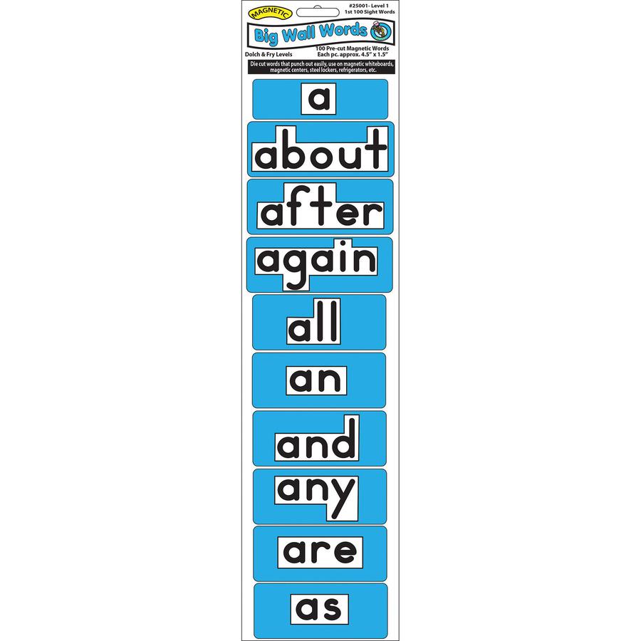 Ashley Die-Cut Magnetic Big Wall Words 1st 100 Level 1 Dolch & Fry - Skill Learning: Sight Words, Strategy - 100 Pieces - 1 Each. Picture 2