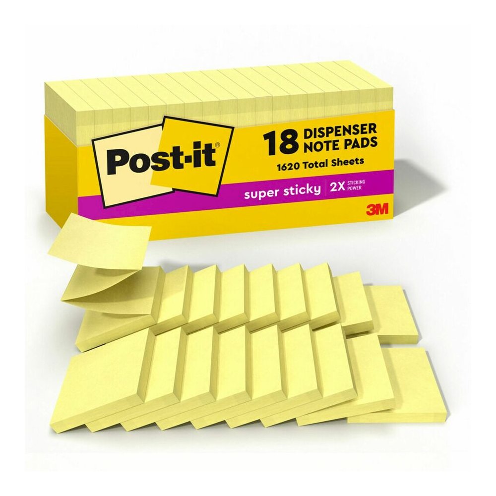 Post-it&reg; Super Sticky Dispenser Notes - Canary Yellow - 3" Flag/Note Width x 3" Flag/Note Length - Square - Canary Yellow - Paper - Pop-up, Recyclable, Adhesive - 1 Pack. Picture 4