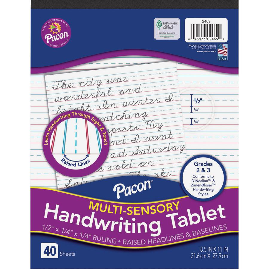 Pacon Multi-Sensory Ruled Handwriting Tablet - Student - White - 1 Each. Picture 4