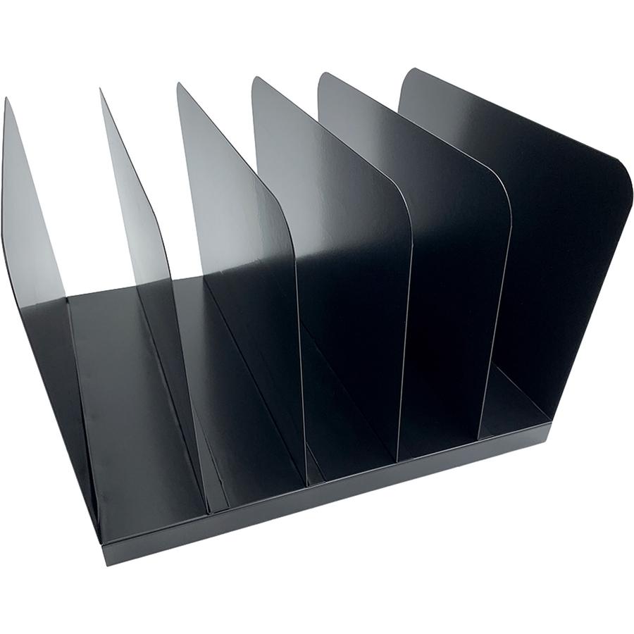 Huron Vertical Desk Organizer - 5 Compartment(s) - Vertical - 7.75" Height x 11" Width x 12.50" Depth - Durable - Black - Steel - 1 Each. Picture 5