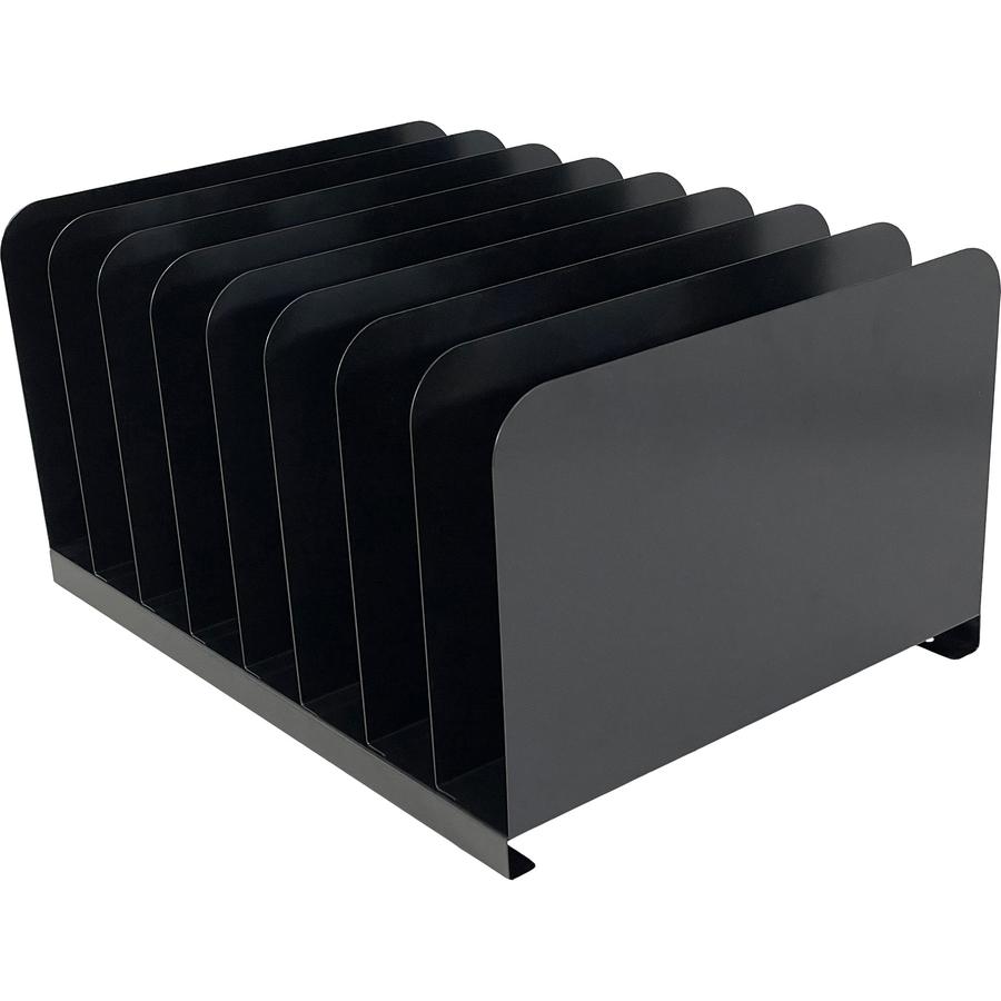 Huron Vertical Desk Organizer - 8 Compartment(s) - Vertical - 7.75" Height x 11" Width x 15" Depth - Durable - Black - Steel - 1 Each. Picture 2