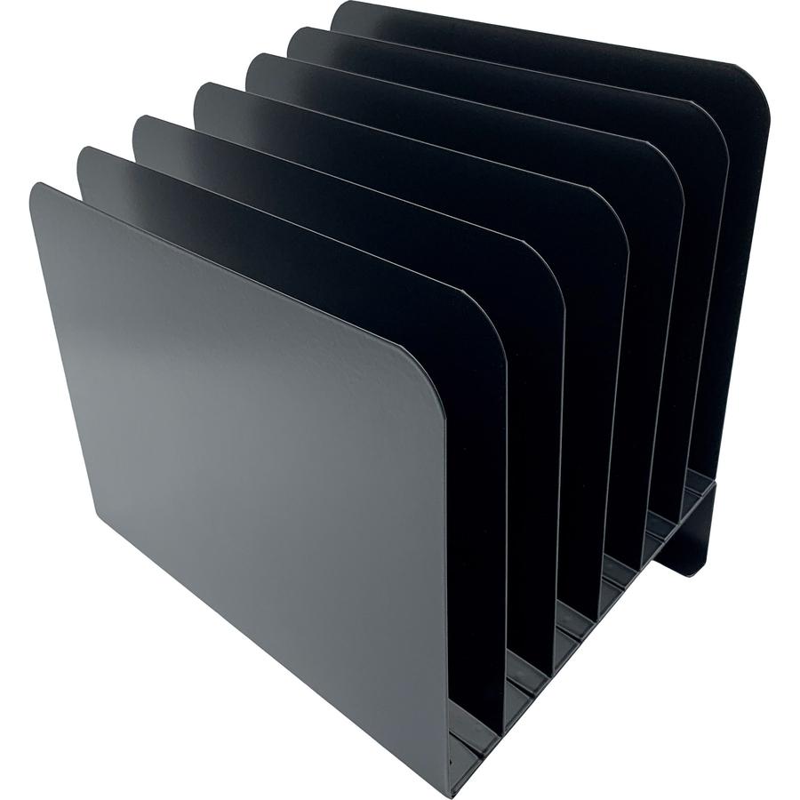 Huron Slanted Vertical Slots Desktop Organizer - 8 Compartment(s) - Vertical - 10" Height x 9.75" Width x 11" Depth - Durable - Black - Steel - 1 Each. Picture 3