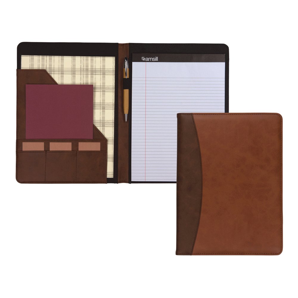 Samsill Two-Tone Pad Holder - PU Leather - Brown, Black, Tan - 1 Each. Picture 2