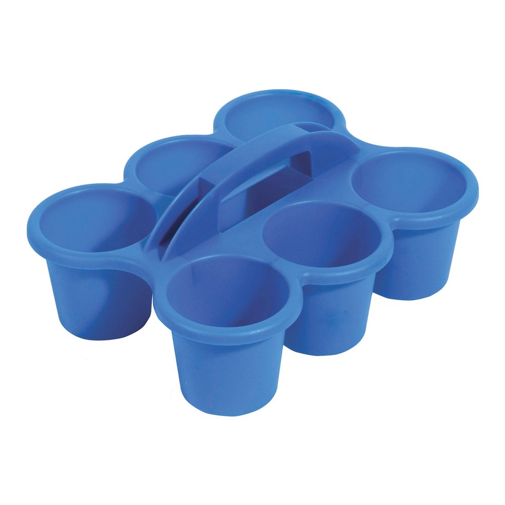 Deflecto Antimicrobial Kids 6 Cup Caddy - 6 Compartment(s) - 5.29" Height x 12.07" Width x 9.55" Depth - Lightweight, Portable, Antimicrobial, Easy to Clean, Handle, Stackable, Mildew Resistant - Blue. Picture 6