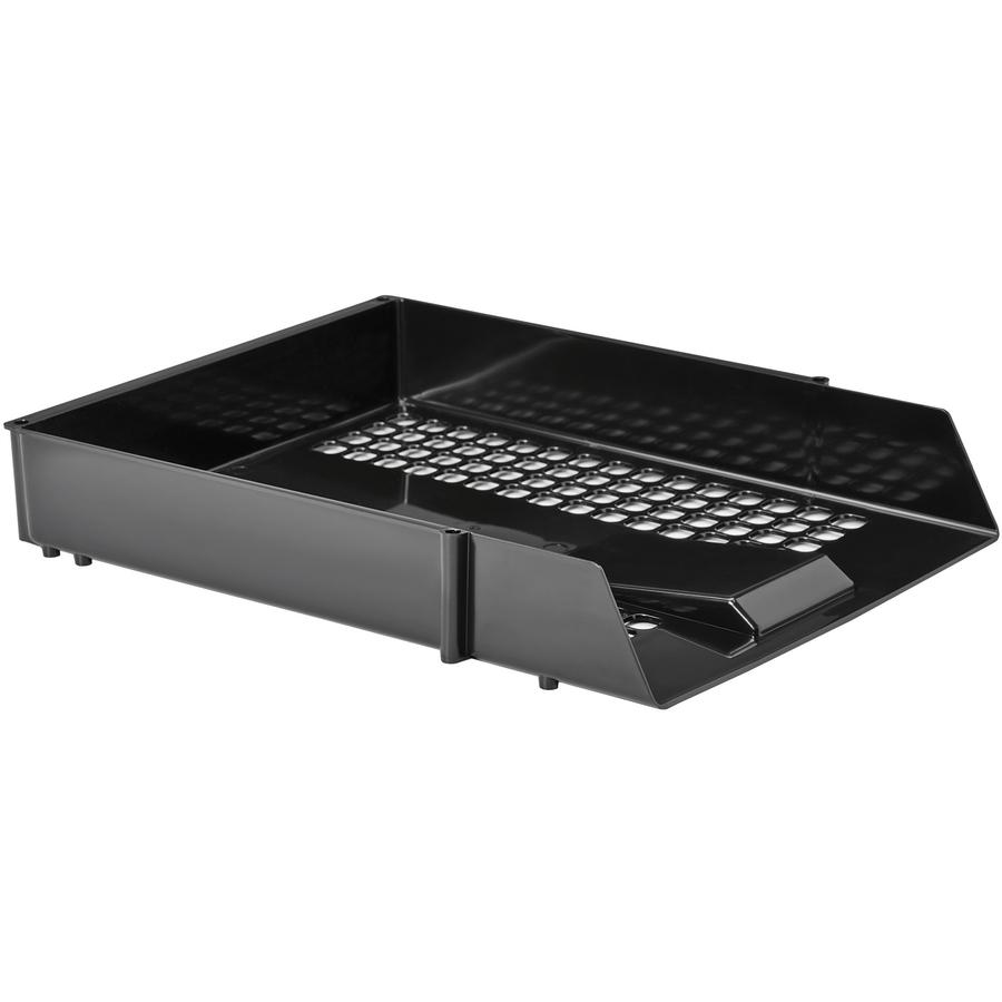 Deflecto AntiMicrobial Industrial Front-Load Tray - 2.40" Height x 10.83" Width x 13.78" Depth - Desktop - Antimicrobial, Lightweight, Mildew Resistant, Front Loading - Black - Polystyrene - 1 Each. Picture 11
