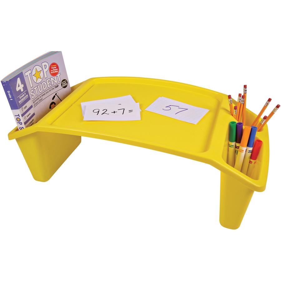 Deflecto Antimicrobial Kids Lap Tray - Supplies, Paper, Book, Pencil, Crayon, Mobile Device, Decoration/Activity - 8.53" Height x 23.35" Width x 12" Depth - Yellow - Polypropylene, Plastic - 1 Each. Picture 8