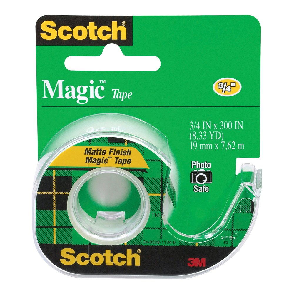 Scotch Magic Matte Finish Tape - 25 ft Length x 0.75" Width - 1" Core - Clear - Adhesive Backing - Dispenser Included - Handheld Dispenser - Split Resistant, Tear Resistant - For Document, Paper - 12 . Picture 2