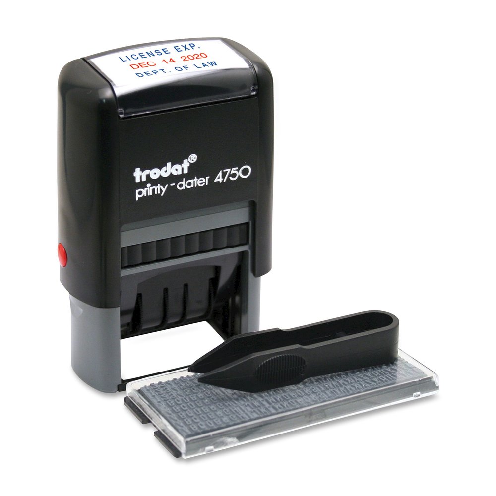 Trodat Do-it-Yourself Date Stamp - Date Stamp - 2 Characters/Line - 1" Impression Width x 1.63" Impression Length - 10000 Impression(s) - Assorted - Recycled - 1 Each. Picture 6