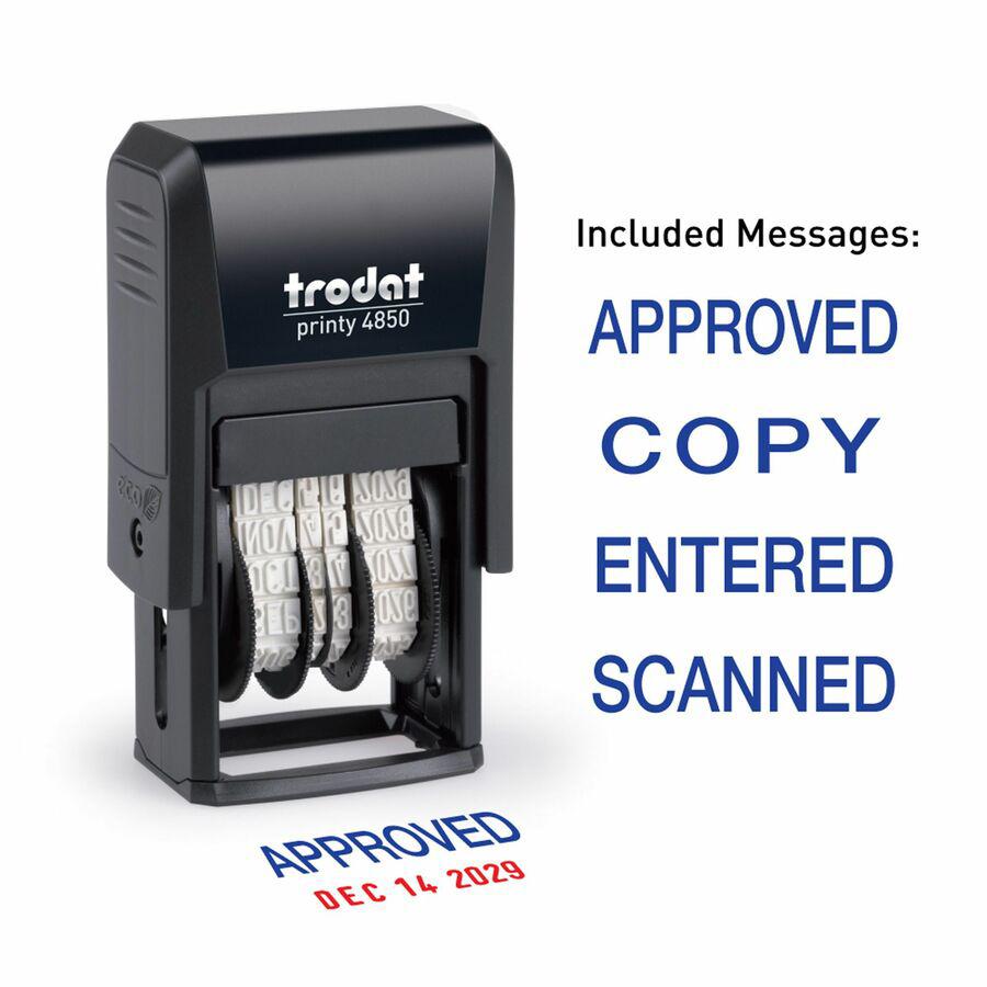 Trodat Micro Message Date Stamp - Date Stamp - 0.75" Impression Width x 1" Impression Length - 10000 Impression(s) - Assorted - Recycled - 1 Each. Picture 3