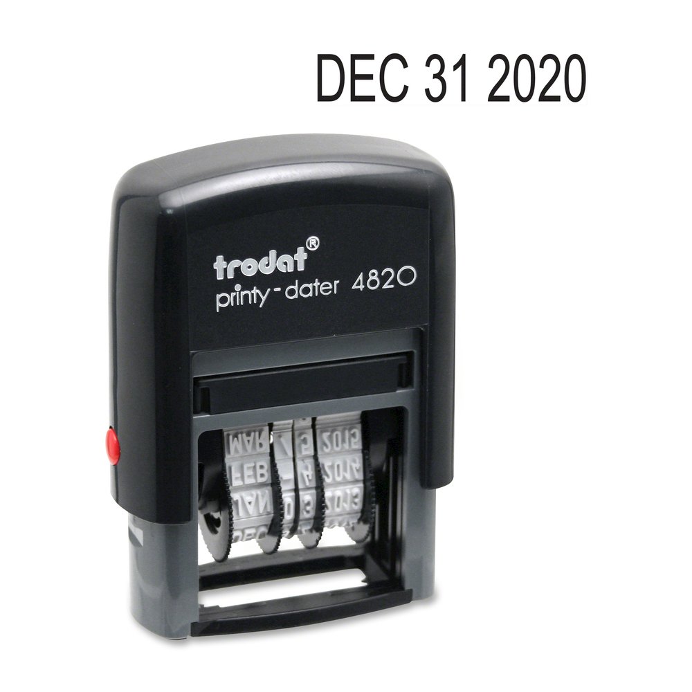 Trodat Date Only Stamp - Date Stamp - 0.38" Impression Width x 1.62" Impression Length - 10000 Impression(s) - Black - Recycled - 1 Each. Picture 11