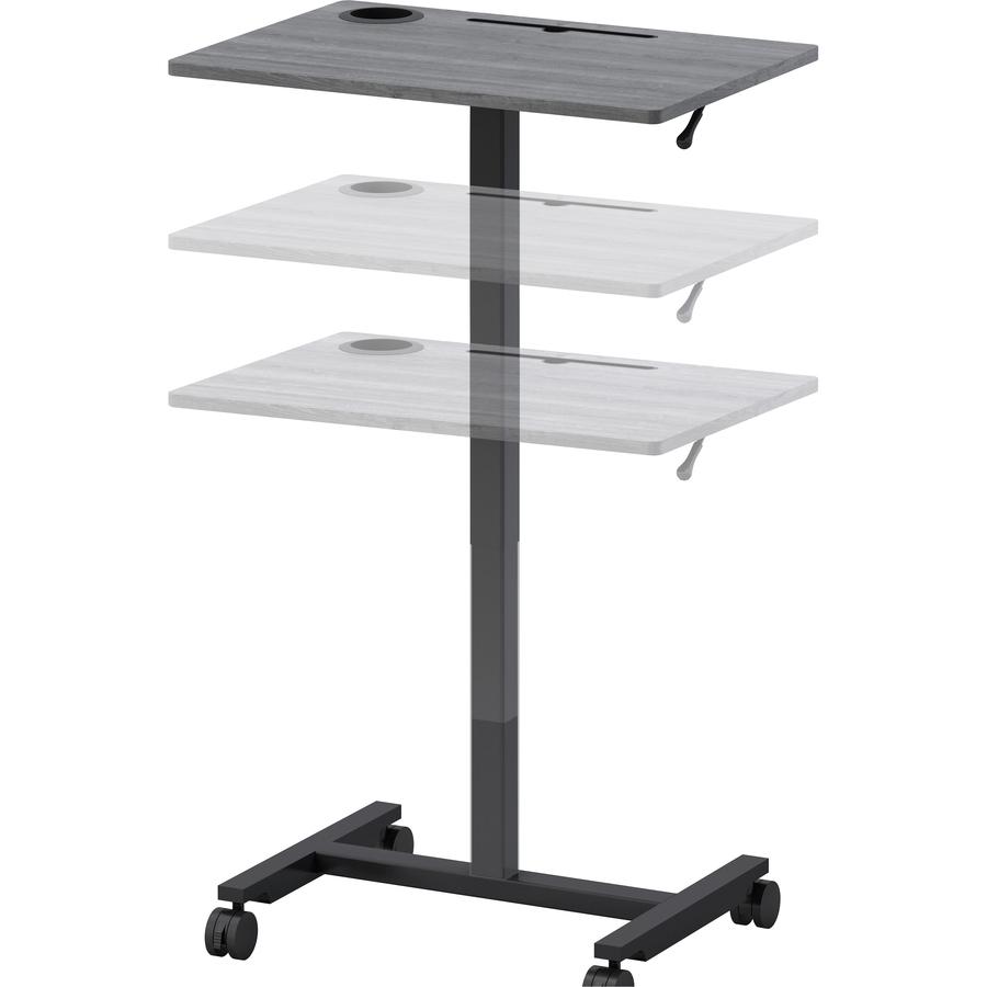 Lorell Height-adjustable Mobile Desk - Weathered Charcoal Laminate Top - Powder Coated Base - Adjustable Height - 30" to 43.63" Adjustment - 43" Height x 26.63" Width x 19.13" Depth - Assembly Require. Picture 15