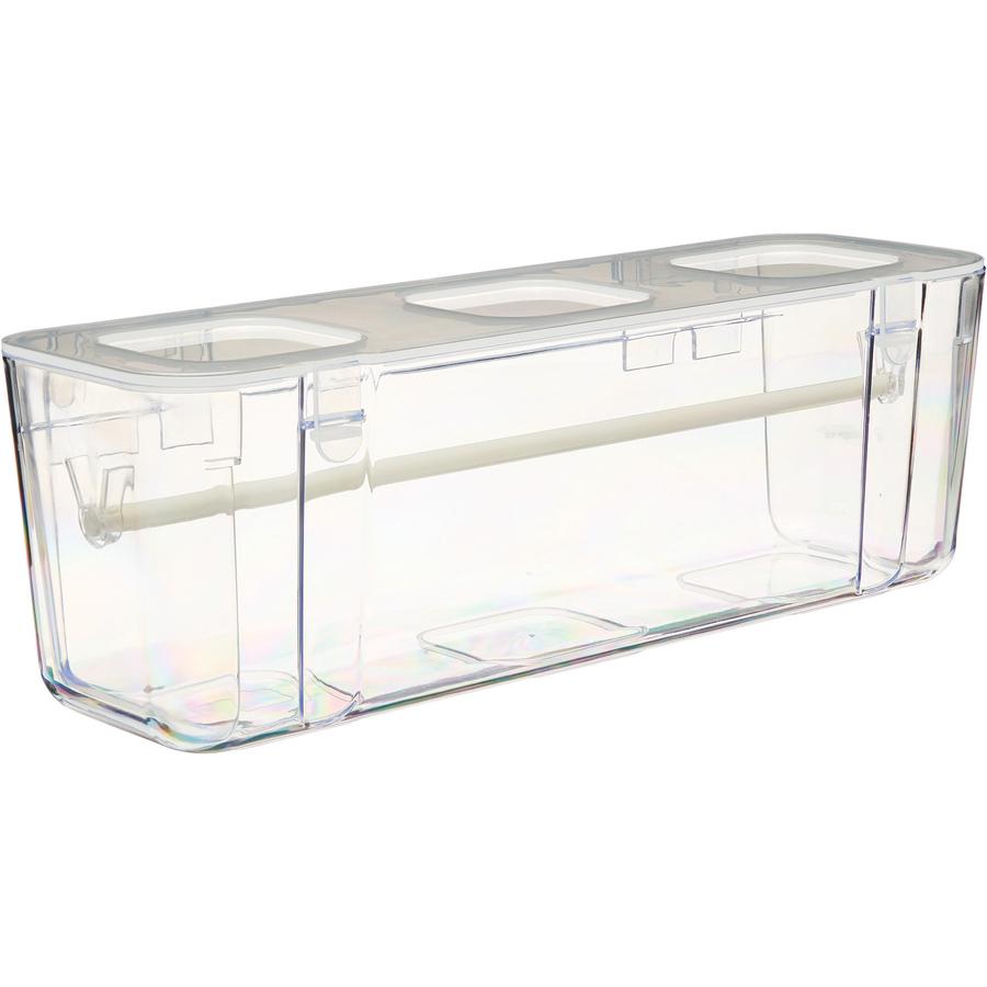 Deflecto Ribbon Dispenser - 4.40" Height x 13.30" Width x 4.20" Depth - Desktop - Lid, Portable, Stackable, Wall Mountable - Clear - Plastic, Polypropylene - 1 Each. Picture 11