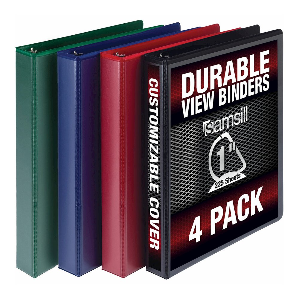 Samsill Durable View Binders - 1" Binder Capacity - Letter - 8 1/2" x 11" Sheet Size - 225 Sheet Capacity - 3 Ring - Fastener: D-Ring - Pocket: 2, Internal - Polypropylene, Chipboard - Black, Blue, Re. Picture 5