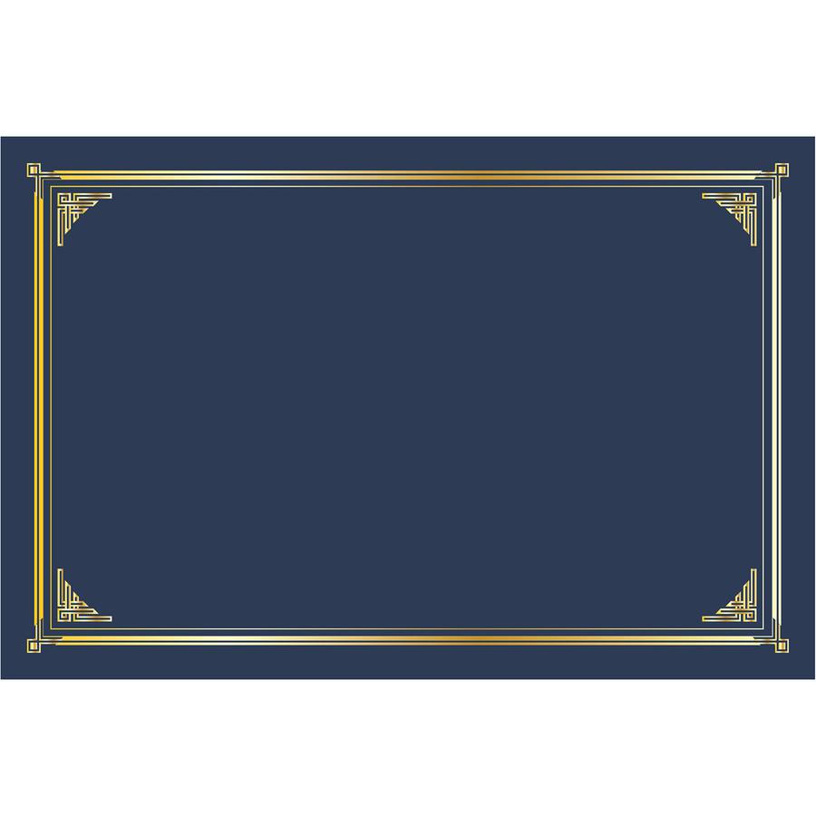Geographics Certificate Holder - Linen - Gold Foil, Navy Blue - 10 / Pack. Picture 4