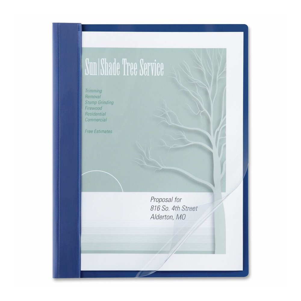 ACCO Letter Report Cover with Fastener - 8 1/2" x 11" - 100 Sheets Capacity - Vinyl - Blue - Water Resistant - 0% Recycled - 10 / Pack. Picture 2