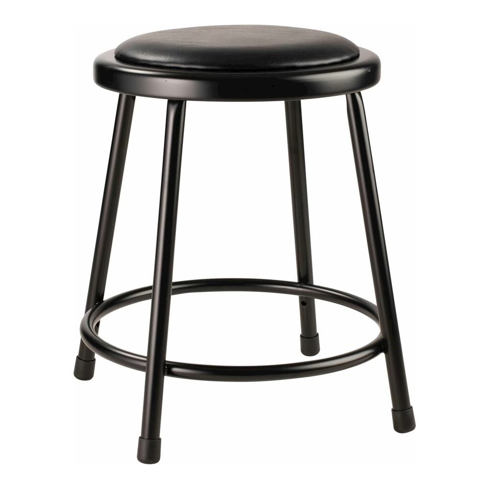 National Public Seating 6400 Series Heavy-Duty Padded Stools - Black Seat Color - Vinyl, Medium Density Fiber (MDF) Seat Material - Black Frame Color - Steel Frame Material - Four-legged Base - Black . Picture 3