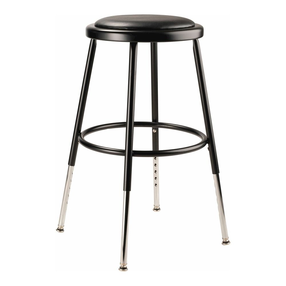 National Public Seating 6400 Series Heavy-Duty Padded Stools - Black Seat Color - Vinyl, Medium Density Fiber (MDF) Seat Material - Black Frame Color - Steel Frame Material - Four-legged Base - Black . Picture 2